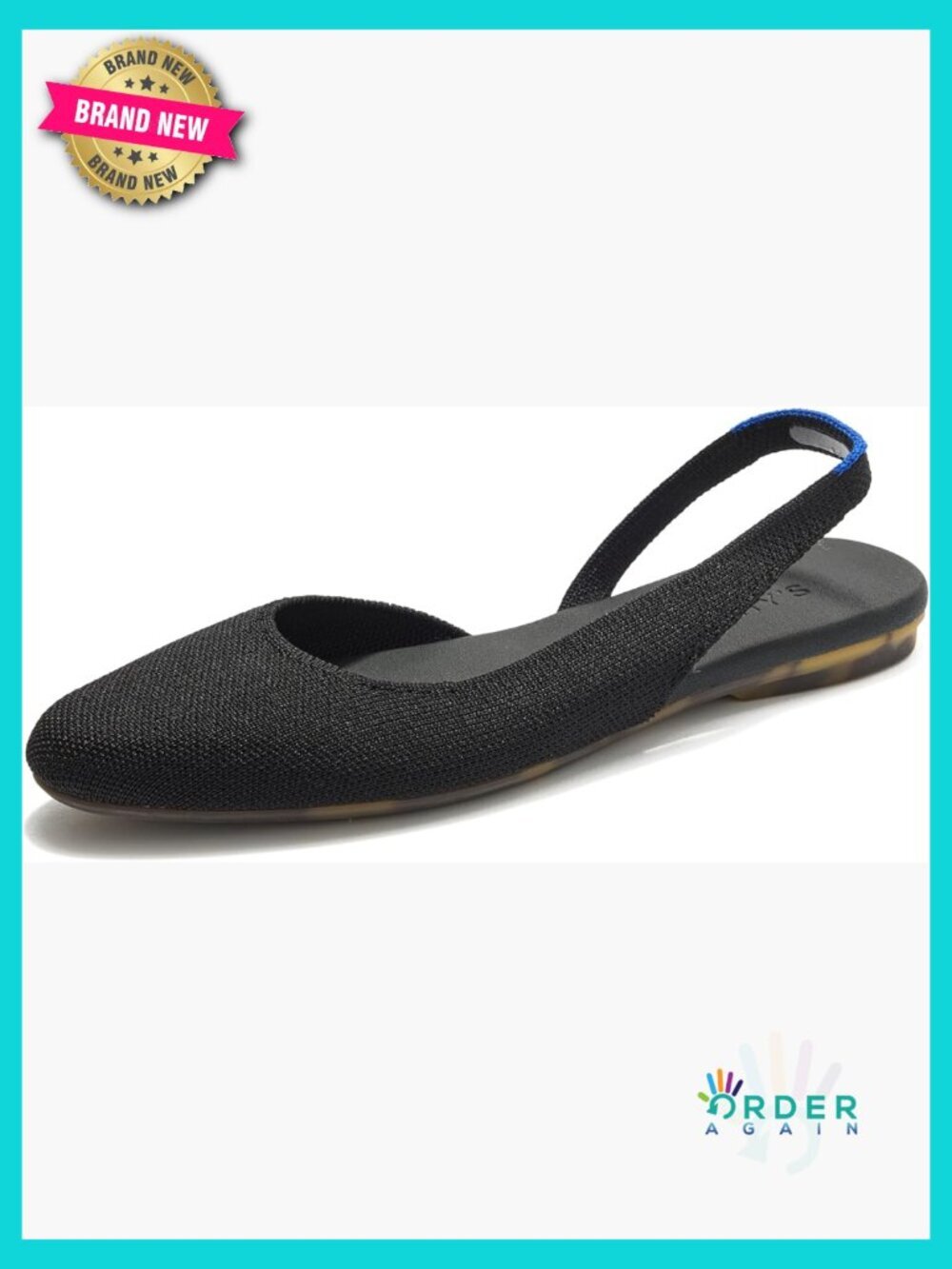 Sustainable Slingback Flats Closed Toe Back Strap All Day Comfort Washable Knit